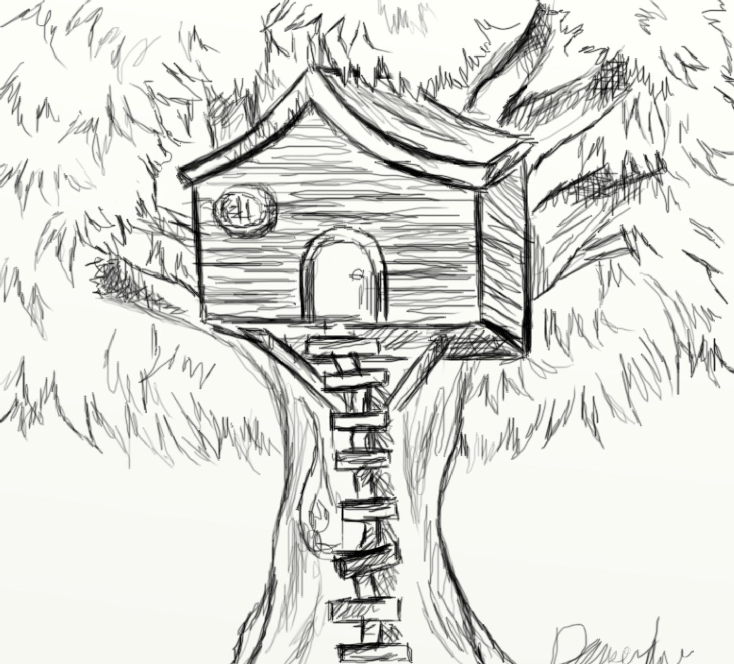 Day #196 Tree house Sketch - I 365 Art