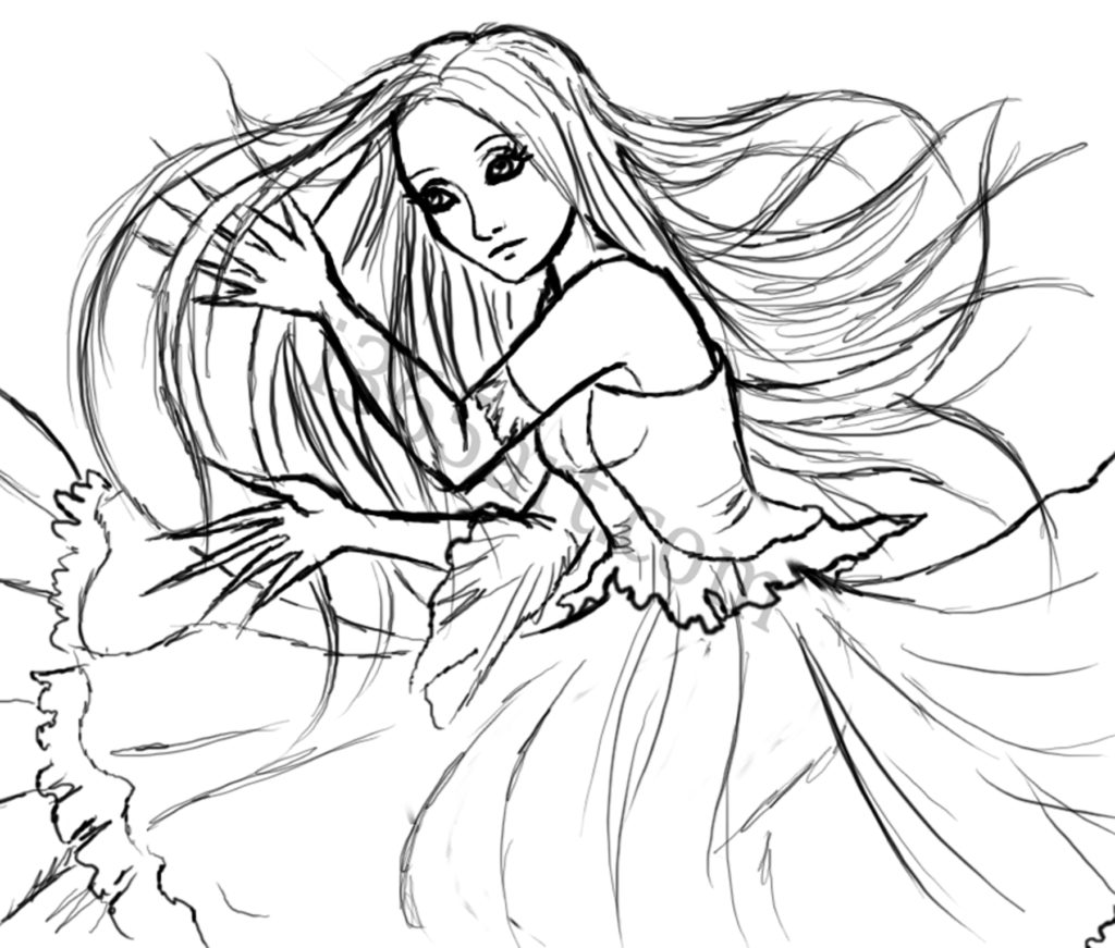 Random drawing of girl with long hair
