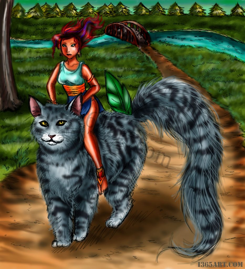 cat rider illustration