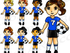 Blue Soccer Girl Clipart