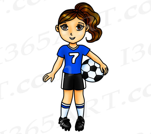 Blue Soccer Girl Clipart