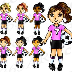 Pink Soccer Girl Clipart