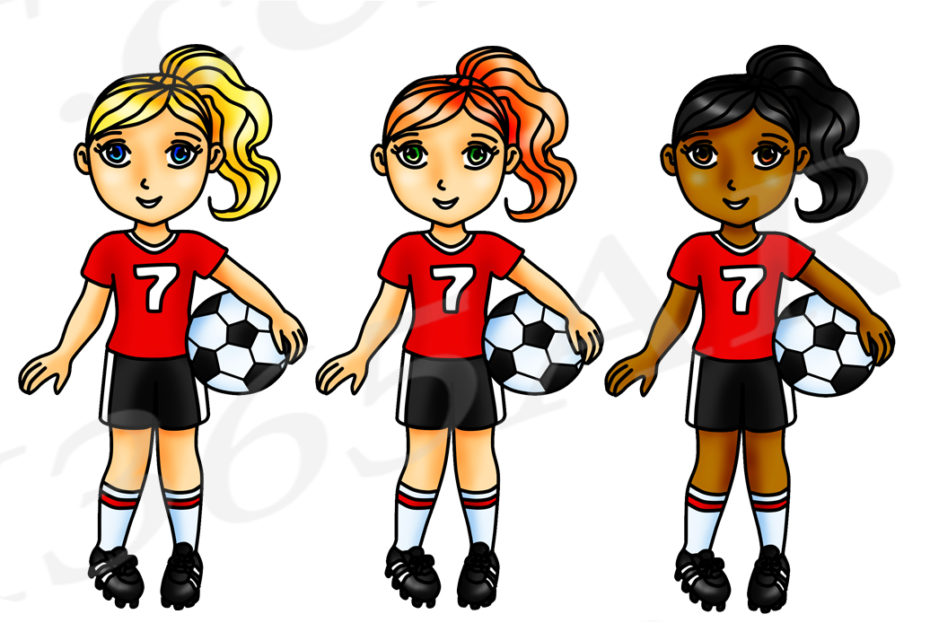 Red Soccer Girl Clipart, Sports Clip Art, World Cup, Olympics I365art