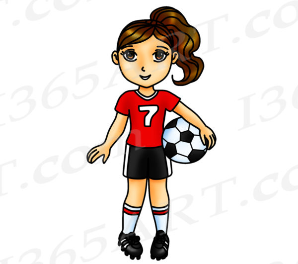 Red Soccer Girl Clipart