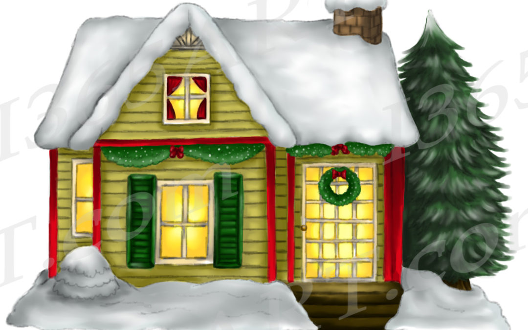 Christmas House Clipart, Watercolor House Clip Art PNG