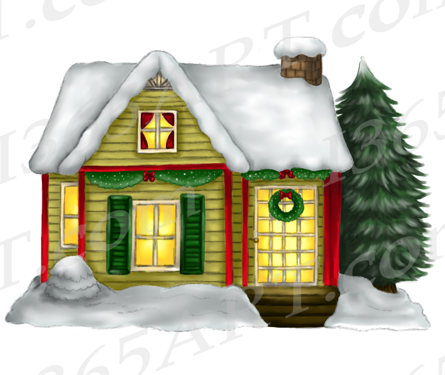 Christmas House Clipart Watercolor House Clip Art Png I 365 Art