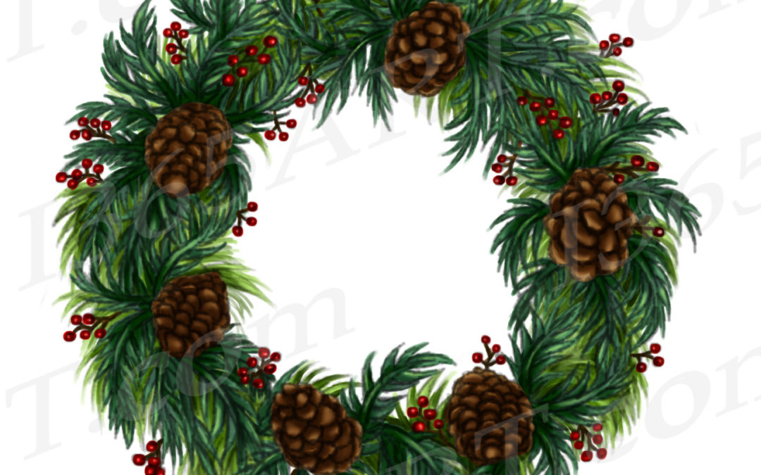 Winter Wreath Clipart, Watercolor Wreath Clip Art PNG