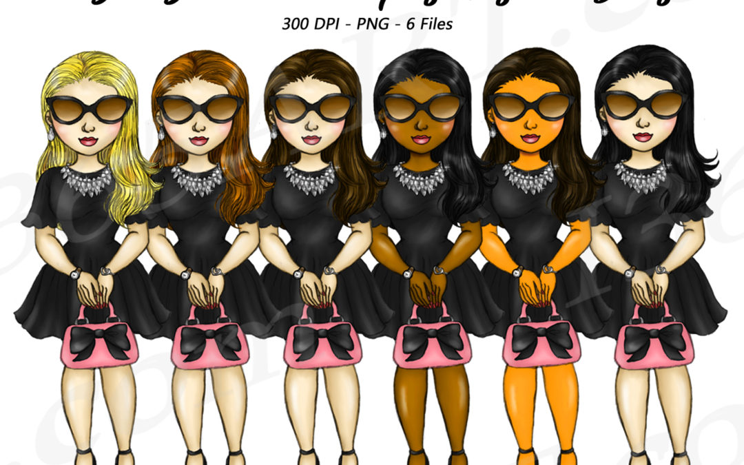 Retro Girls Clipart Planner Fashion Dolls PNG