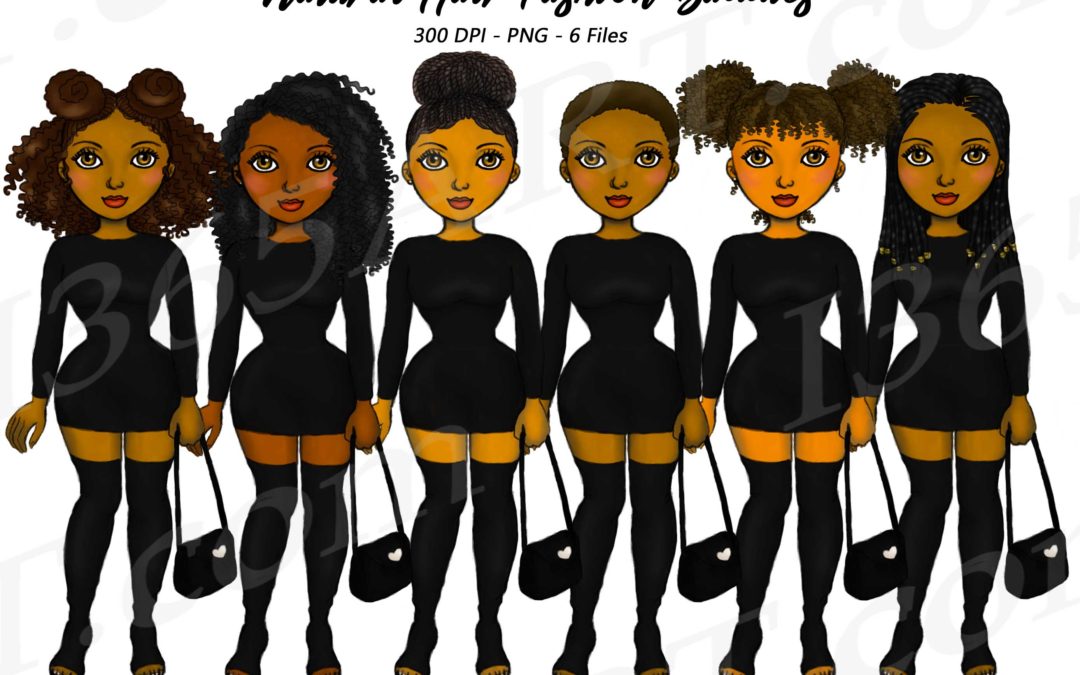 Baddie Clipart Natural Hair Fashion Dolls PNG