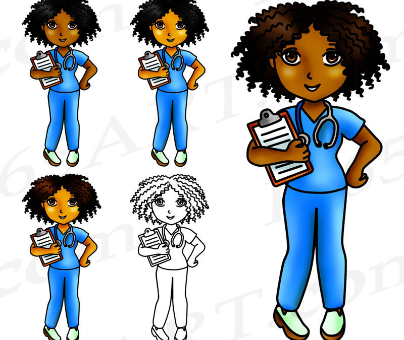 Black Nurse Clipart, Cute Nurse Girls PNG Download