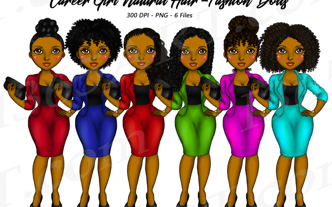 Career Girls Clipart Natural Hair Fashion Dolls PNG