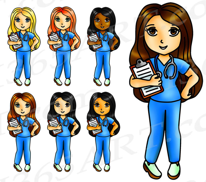 Girl Nurse Clipart, Cute Nurse Girls PNG Download - I 365 Art