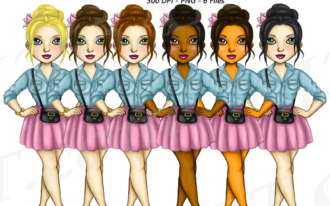 Skirt Girl Clipart Planner Fashion Dolls PNG