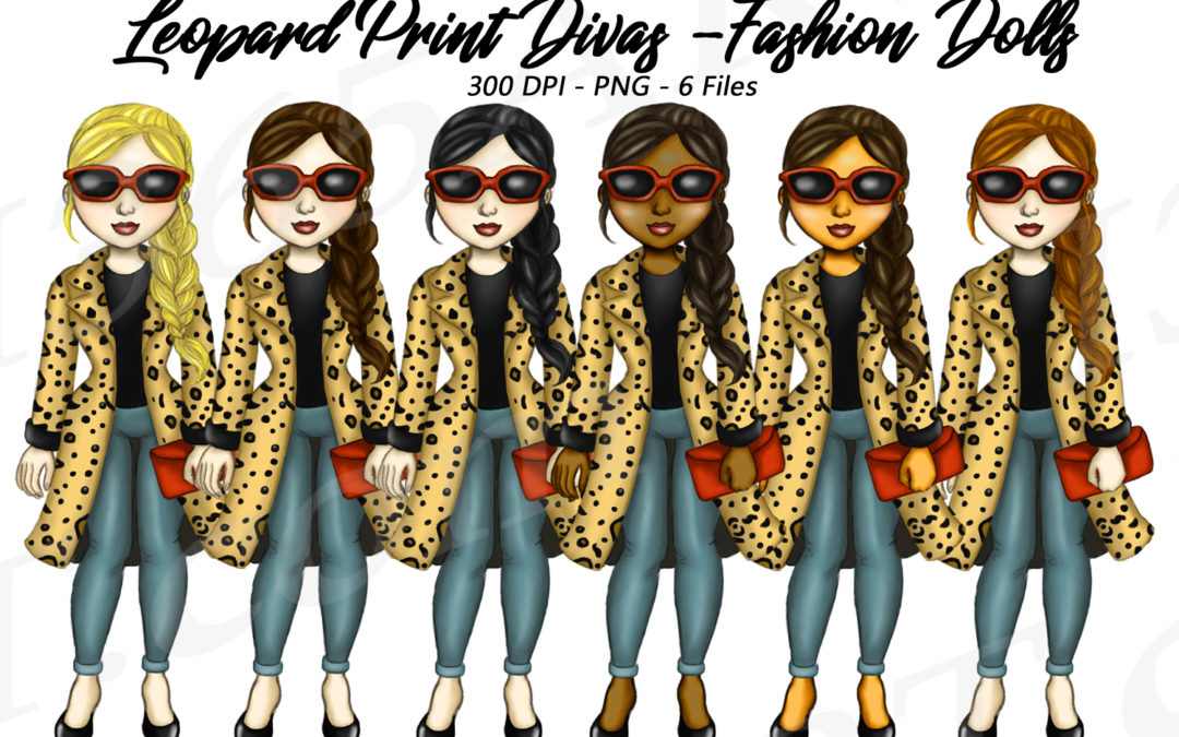 Leopard Print Girls Clipart Planner Fashion Dolls PNG