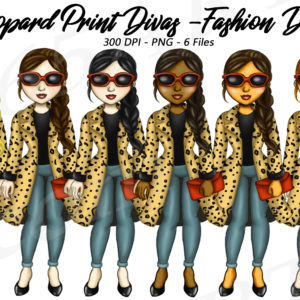 Leopard Print Girls Clipart