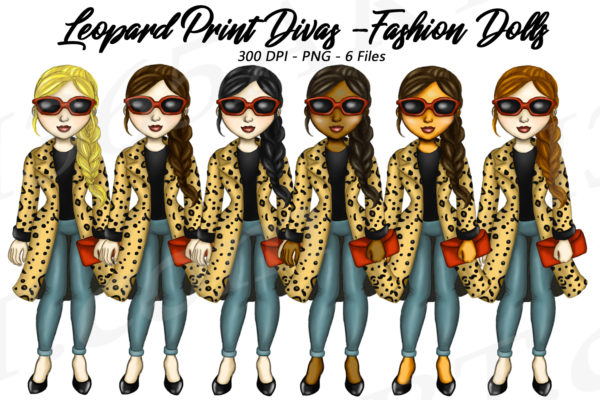 Leopard Print Girls Clipart