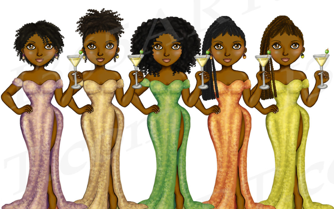 New Years Eve Clipart Natural Hair Fashion Dolls