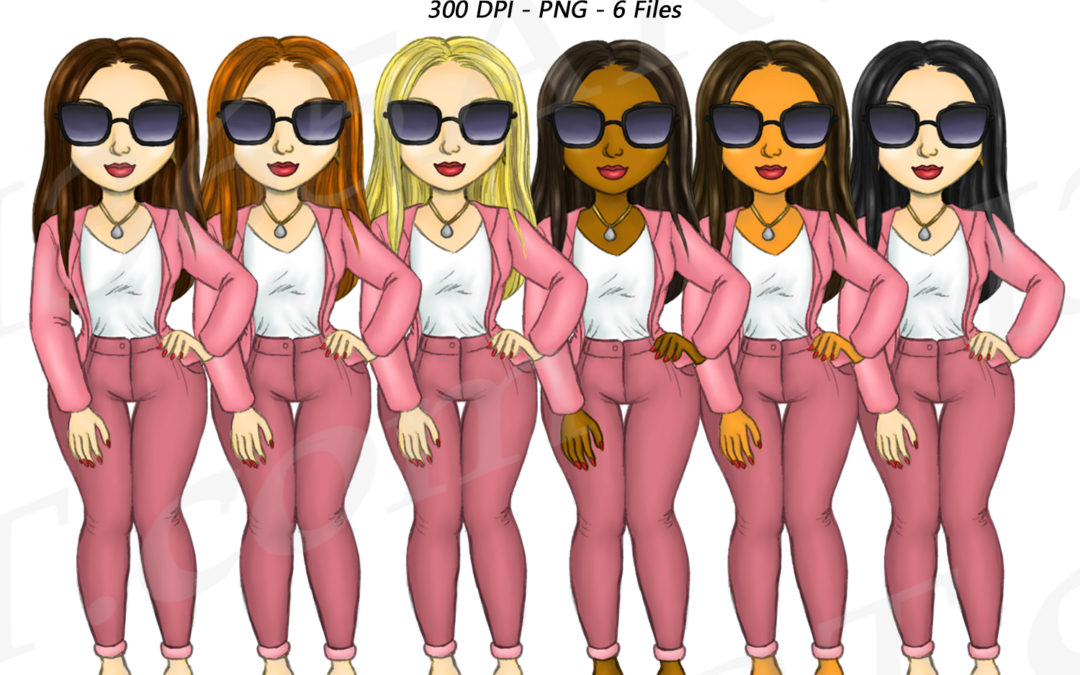 Simply Pink Fashion Girls Clipart PNG Download