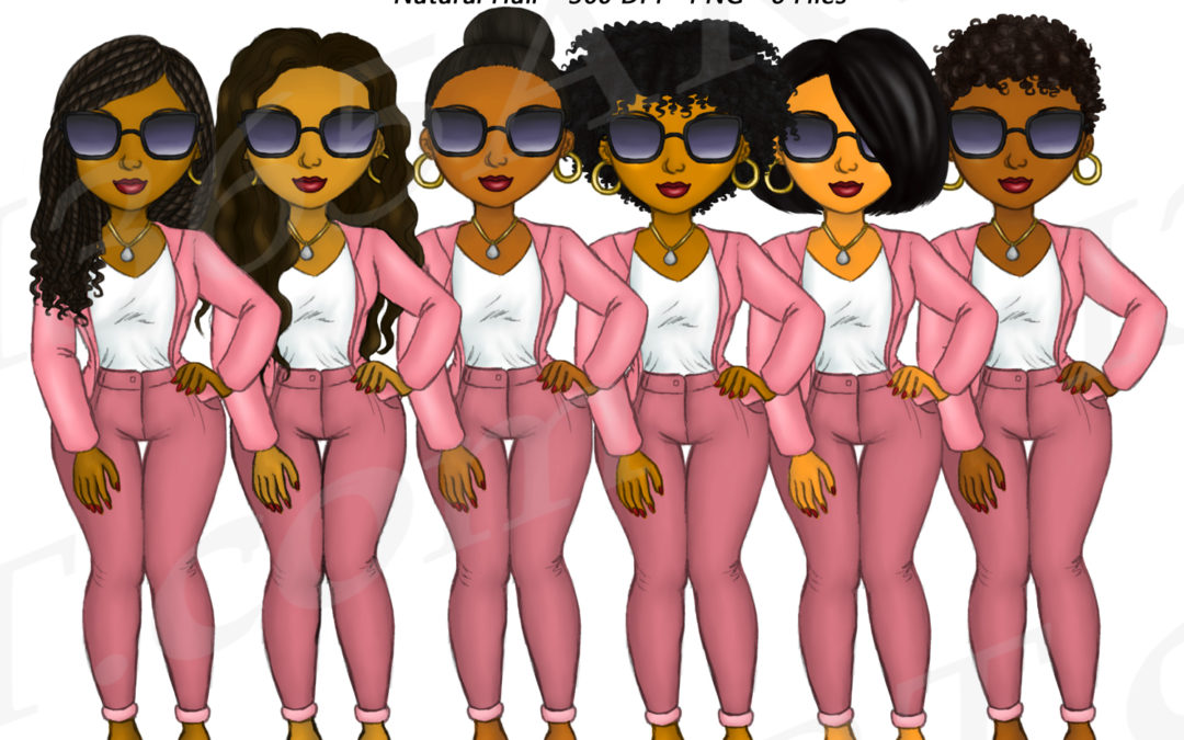 Simply Pink Fashion Black Girls Clipart PNG Download