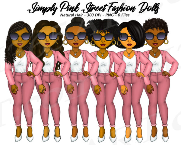 Simply Pink Fashion Black Girls Clipart