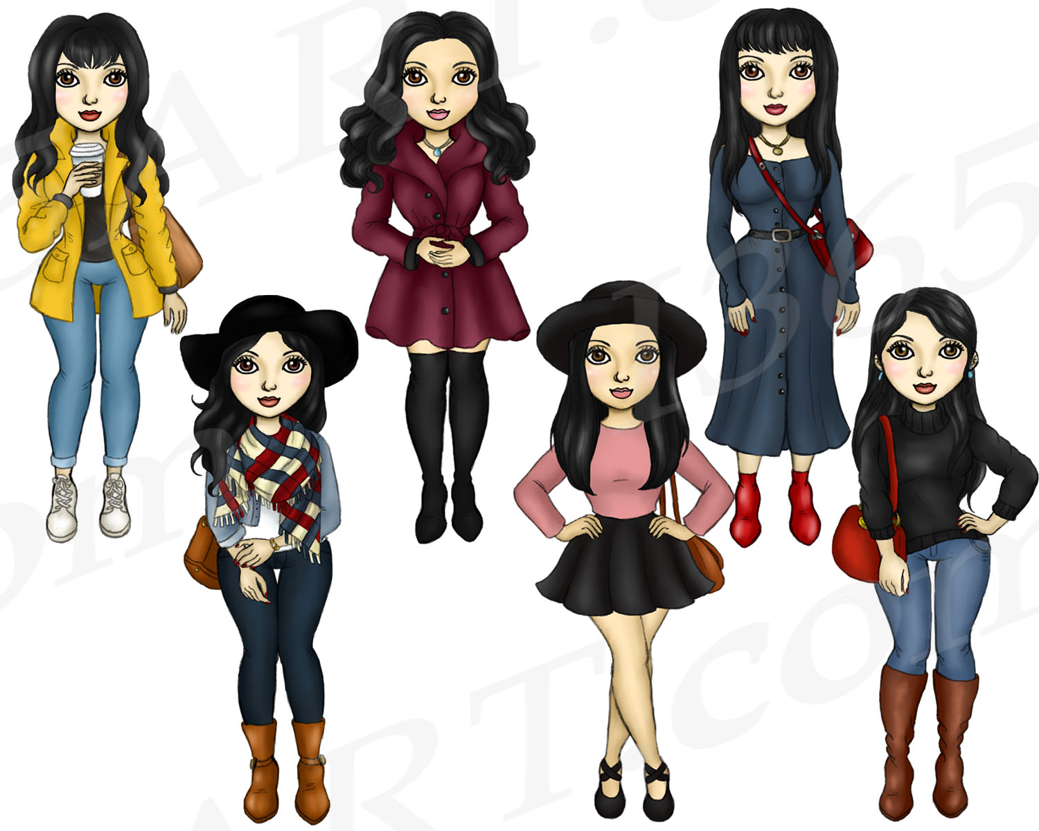Buy Winter Fashion Girls Clipart, Winter Fashion, Black Hair Girl Dolls,  Curvy, Fashion Girl, Illustrations, Planner Clipart, Cute Girls, PNG Online  in India 