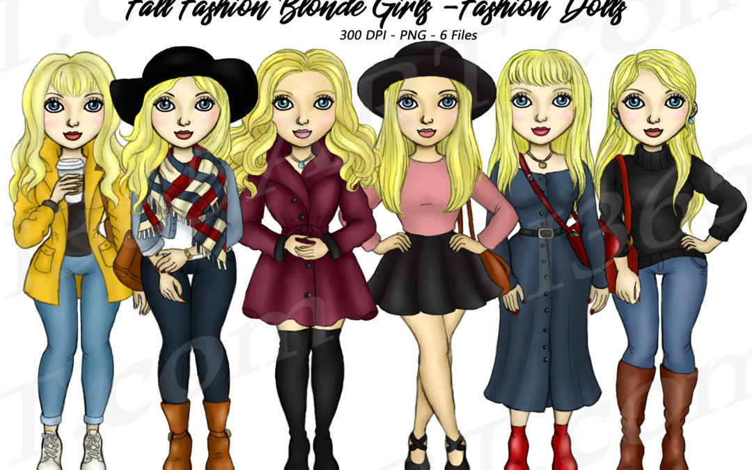 Fall Fashion Girls Clipart Planner Illustrations Dolls – Blonde Hair