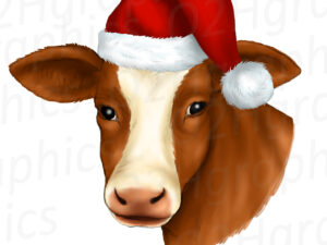 Brown Christmas Cow Clipart
