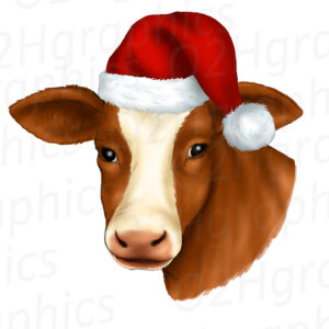 Brown Christmas Cow Clipart