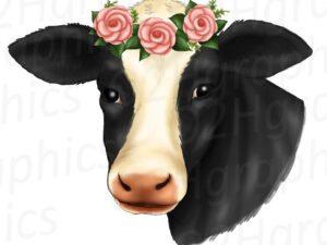 Cow Flower Wreath Clipart