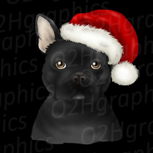 Black Christmas French Bulldog Clipart