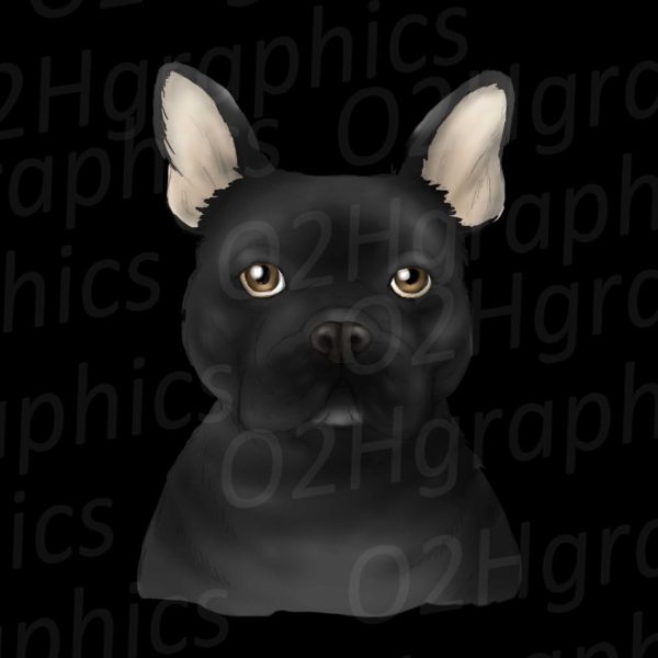 Black French Bulldog Clipart, Sublimation Design