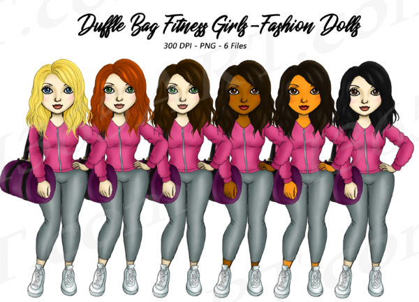 Duffel Bag Fitness Girls Clipart