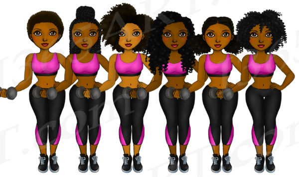 Fitness Black Girls Clipart