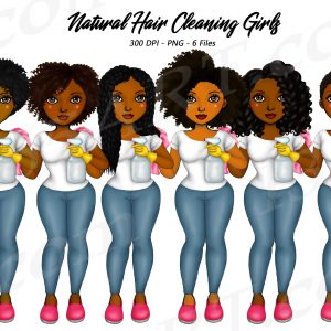 Black Cleaning Girls Clipart