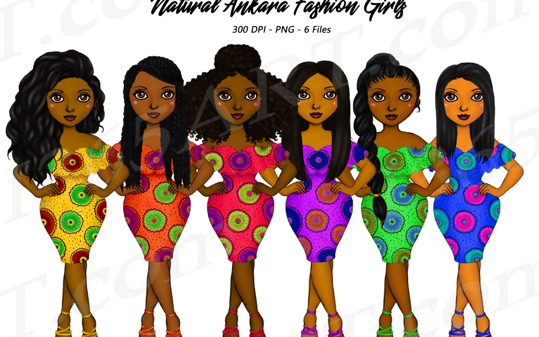 Ankara Fashion Clipart, Black Women Clipart Planner Illustrations Dolls – Natural Hair