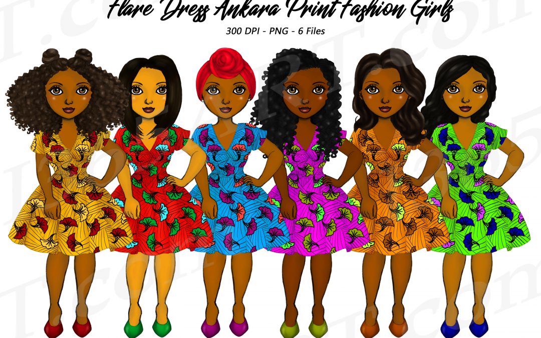 Ankara Women Clipart, African Women, Black Women Clipart Planner Illustrations Dolls