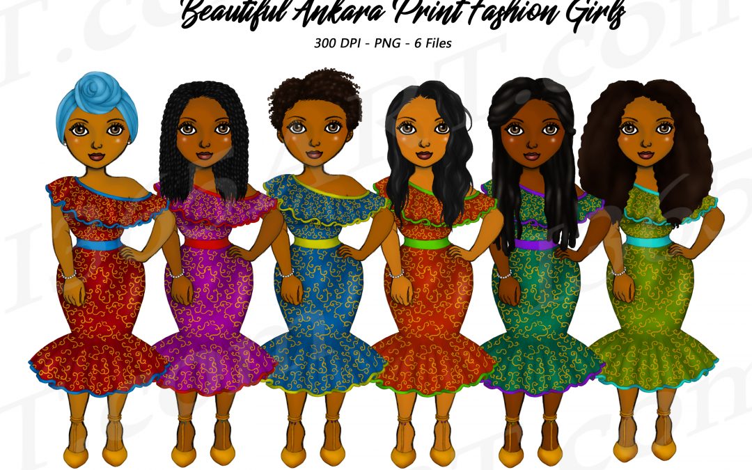 African Ankara Clipart, African Women, Black Women Clipart Planner Illustrations Dolls