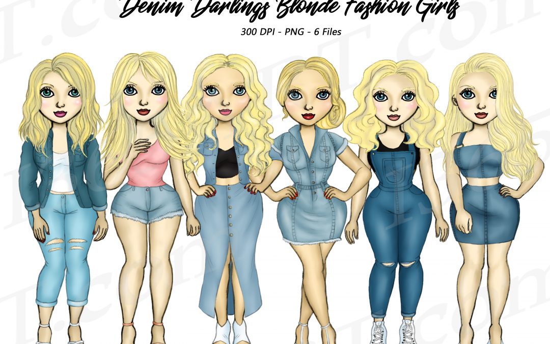 Blonde Woman Denim Clipart PNG Fashion Girls