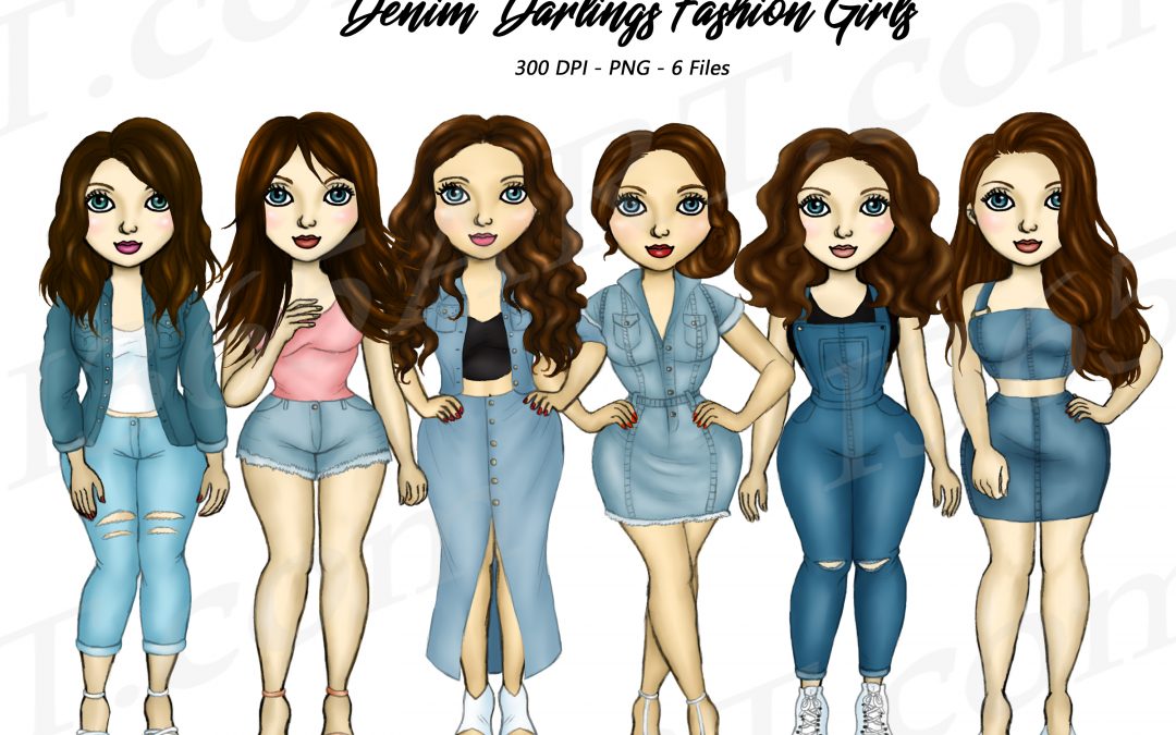 Brunette Woman Denim Clipart PNG Fashion Girls