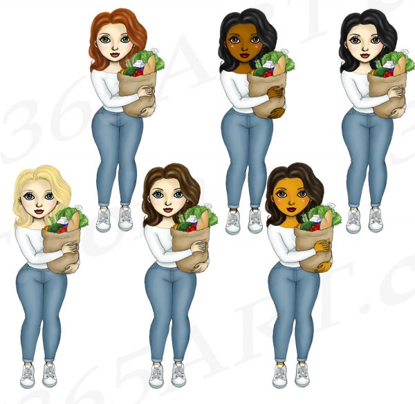 Woman Grocery Clipart