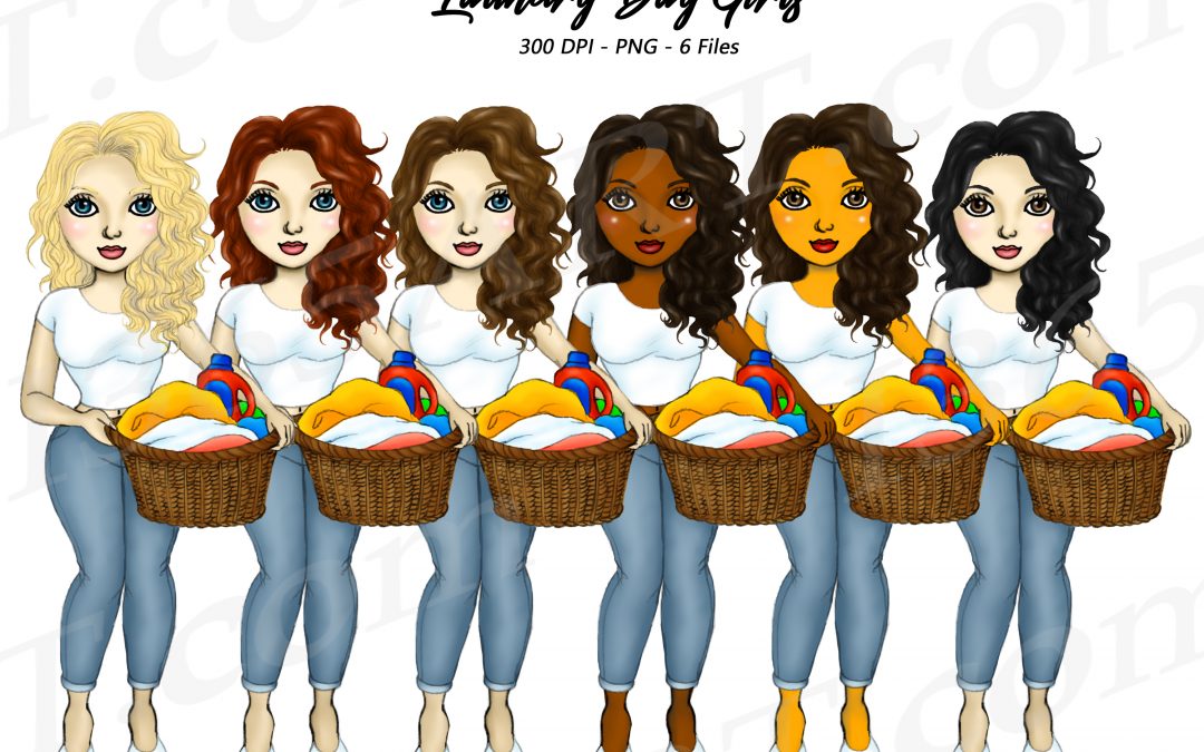 Laundry Girls Clipart PNG Fashion Planner Dolls