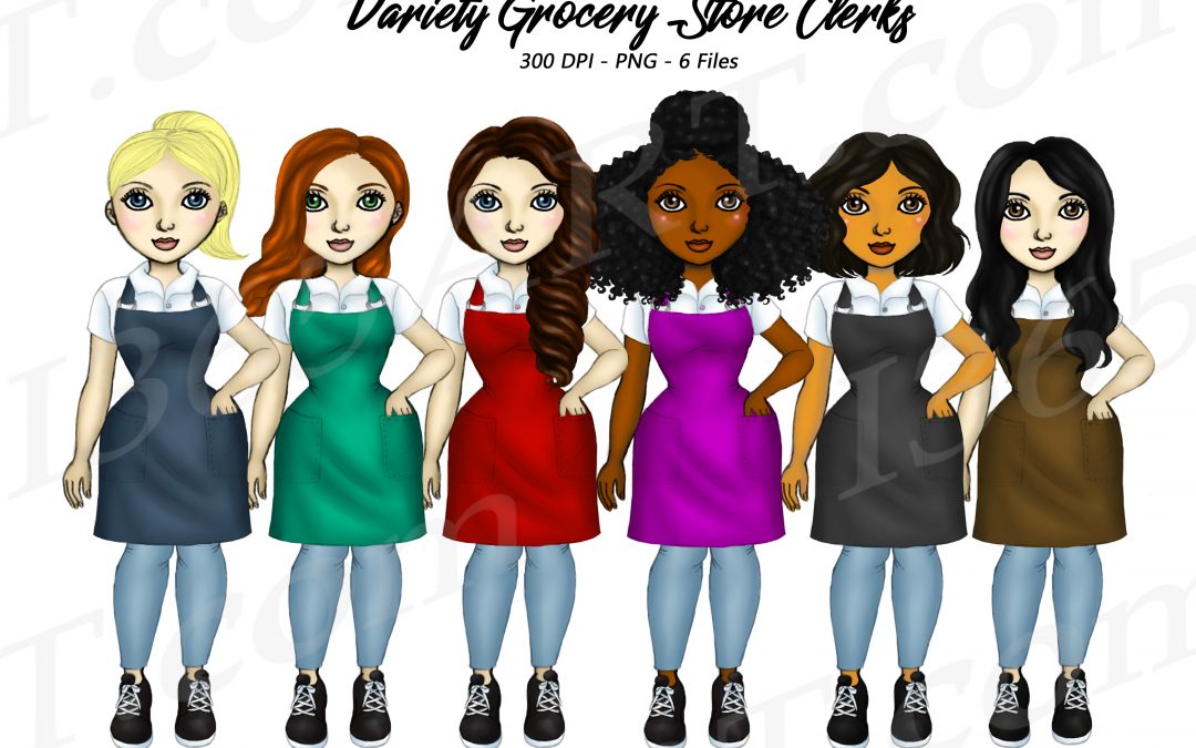 Female Clerks Clipart PNG Fashion Girls Planner Dolls