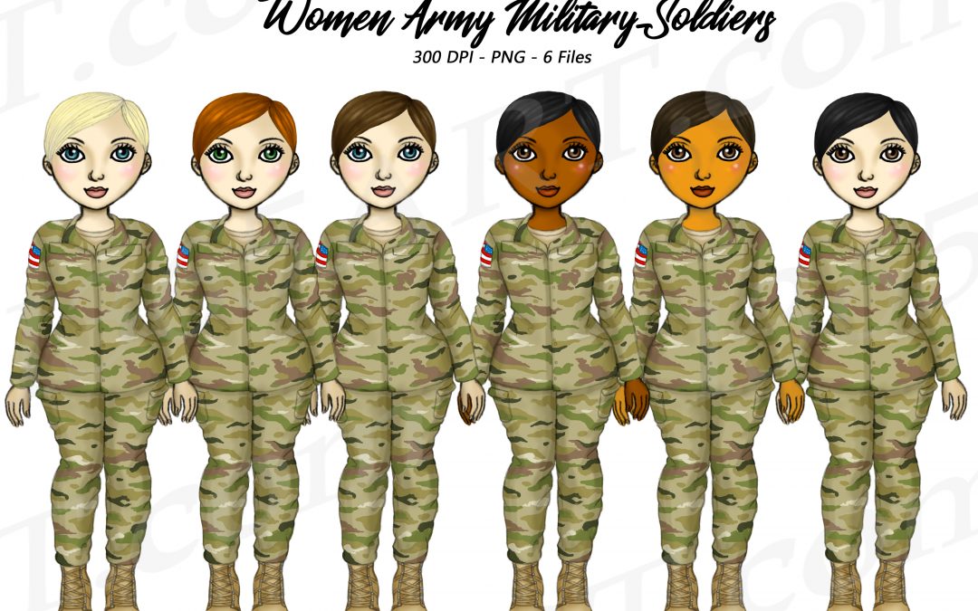 Female Soldier Clipart PNG Fashion Girls Set