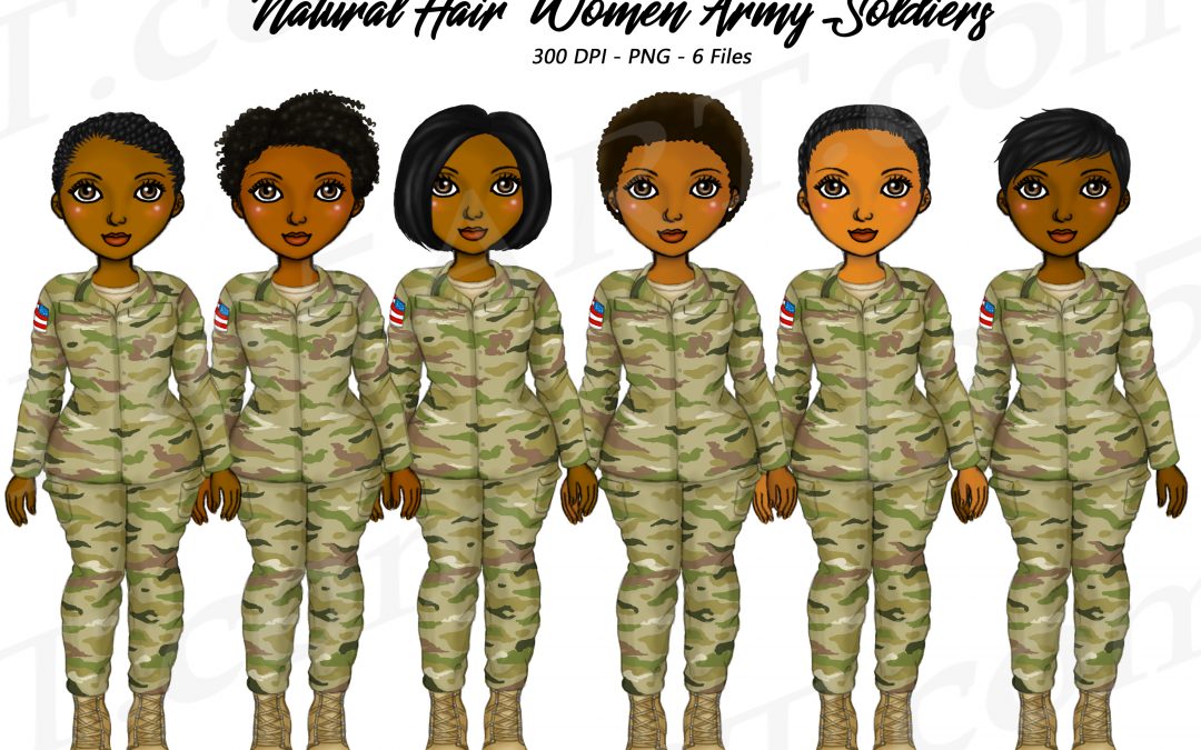 Black Female Soldier Clipart PNG Fashion Girls – Natural Hair