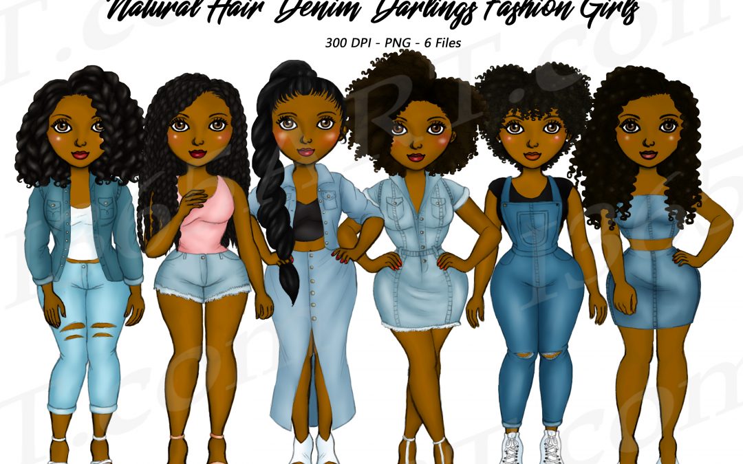 Black Woman Denim Clipart PNG Fashion Girls – Natural Hair