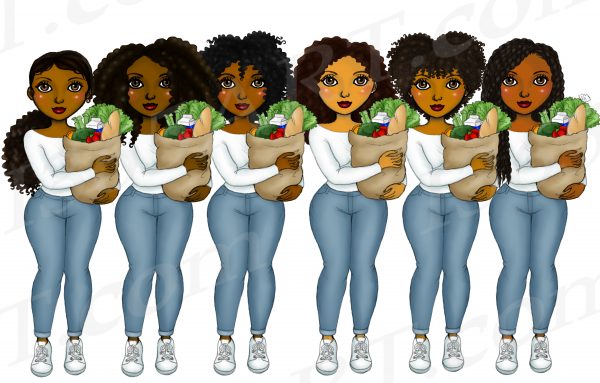 Black Woman Grocery Clipart