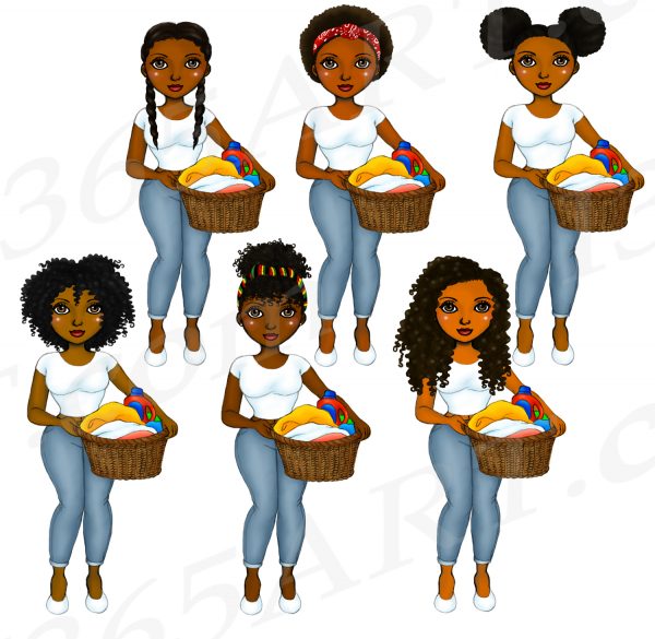 Black Girl Laundry Clipart