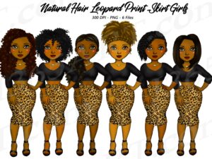 Leopard Skirt Black Woman Clipart