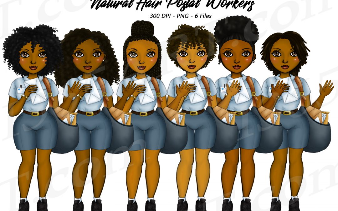 Black Woman Postal Workers Clipart PNG Fashion Girls – Natural Hair