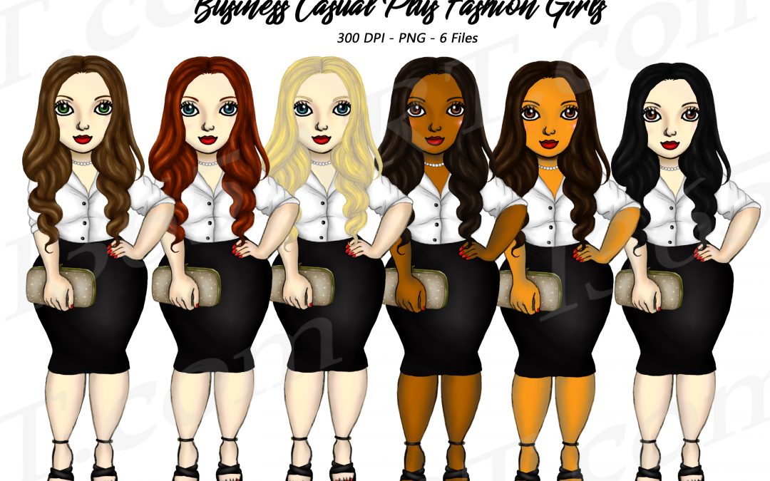 Plus Size Business Woman Clipart PNG Curvy Fashion Girls